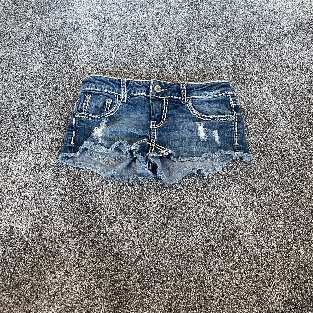 Wet seal medium denim distressed shorts